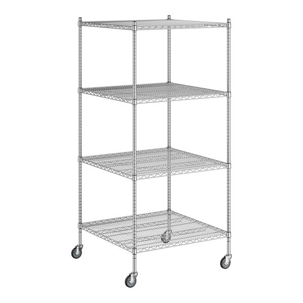 A Regency chrome wire shelving unit with 4 shelves.