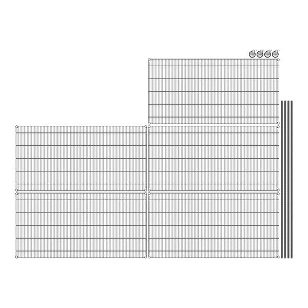 A grid of metal bars forming shelves.