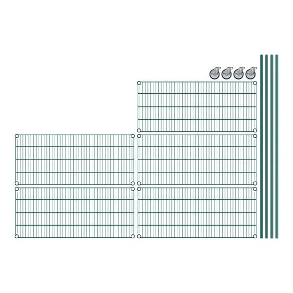 A wire grid of green metal bars.