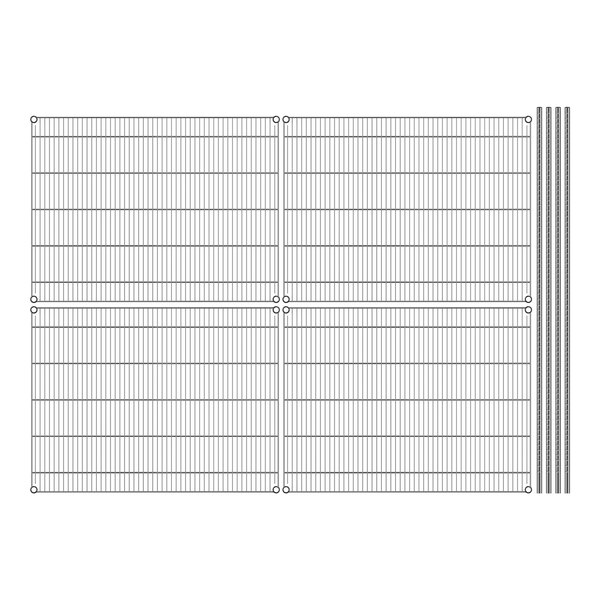 A wire mesh grid with metal rods forming a grid.