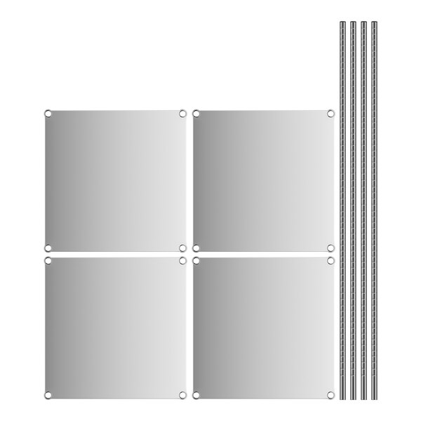 A white rectangular object with metal bars and square holes.