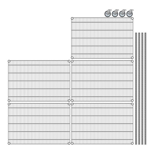A diagram of Regency wire shelving with metal rods forming a wire mesh.