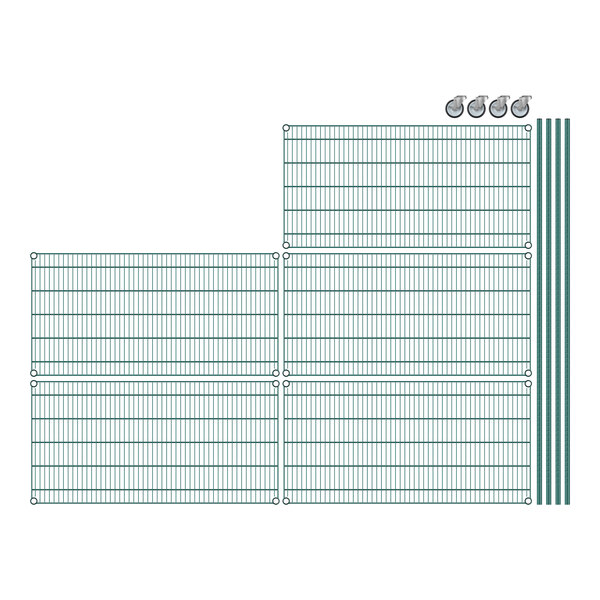 Regency wire shelving with green epoxy coating on a white background.