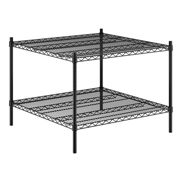 Regency 36" x 36" x 27" NSF Black Epoxy Stationary Wire Shelving Starter Kit with 2 Shelves