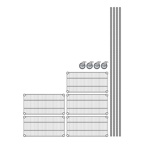 A Regency chrome wire shelving unit with 5 shelves.