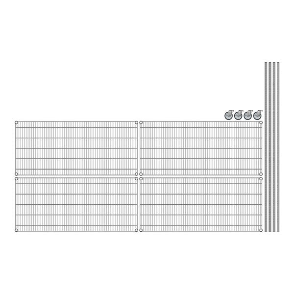 Regency wire shelving with 4 metal grid shelves.