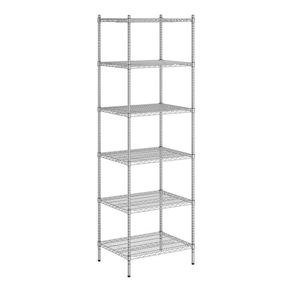 A Regency chrome wire shelving unit with six shelves.