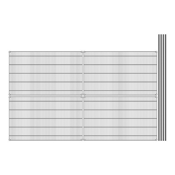 A white grid of metal with screws.