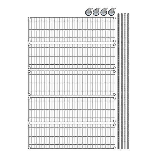 A Regency chrome wire rack with metal rods.