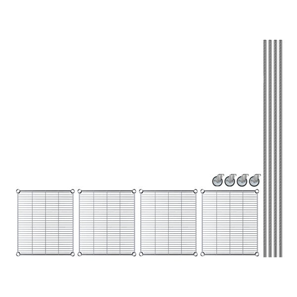Regency chrome wire shelving with four shelves.
