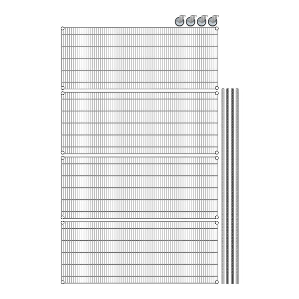 A white background with a Regency chrome wire mesh shelf with metal rods.