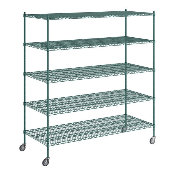 A Regency green epoxy wire shelving starter kit with 5 shelves.