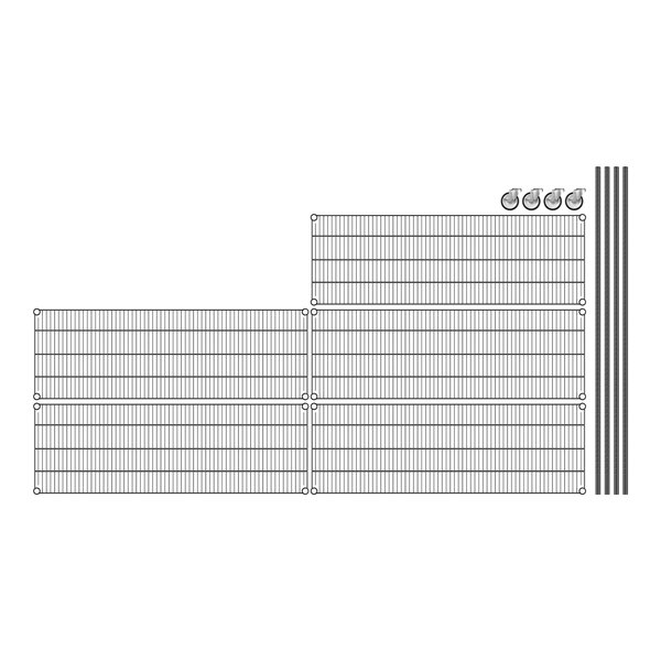 A grid of black metal wire shelves.