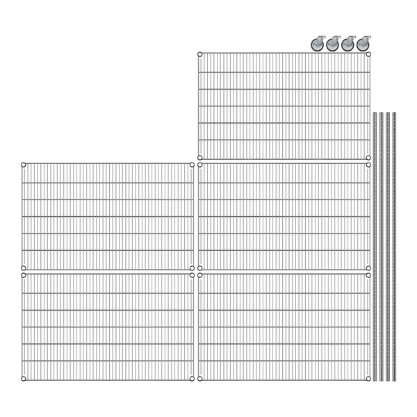 A close-up of a Regency wire shelving unit.