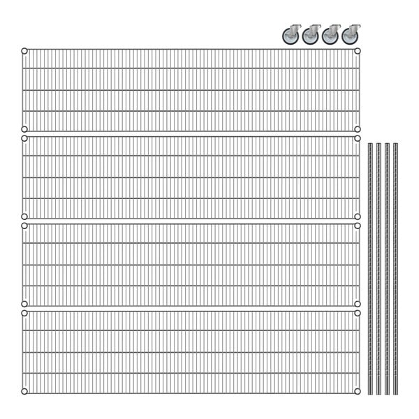 Regency chrome wire shelving with rectangular metal bars forming a grid.