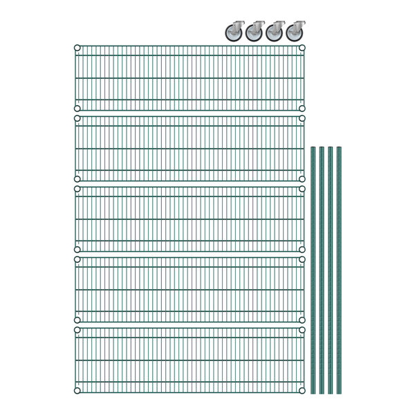 Regency green wire shelving with 5 shelves.