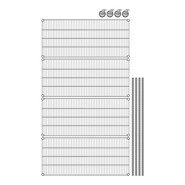 A wire mesh Regency shelving unit with 4 shelves.