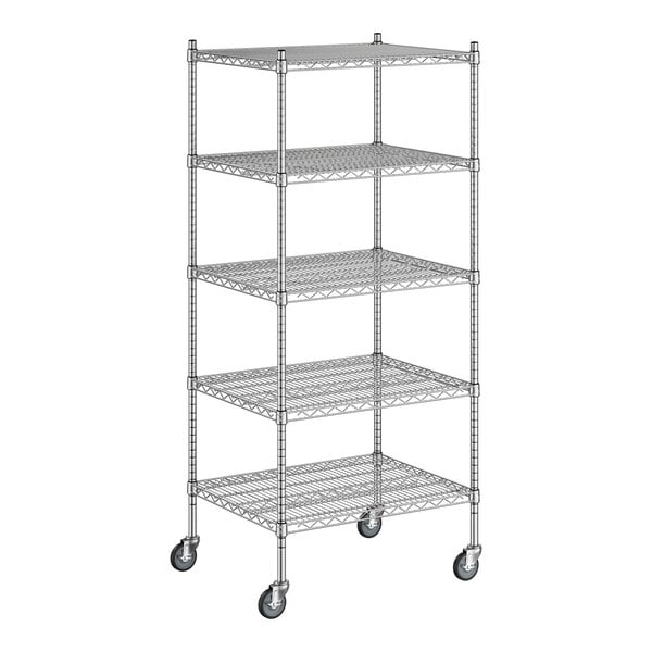 A Regency chrome wire shelving starter kit with 5 shelves.