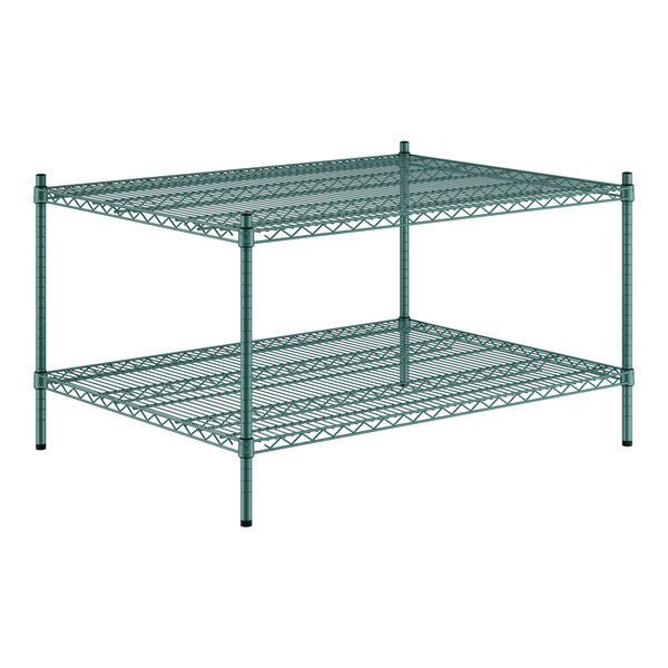 A Regency green wire shelving starter kit with 2 shelves.