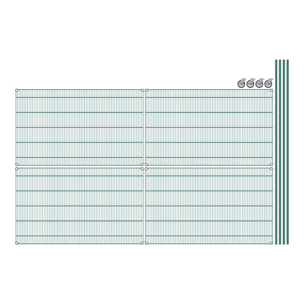 Regency wire shelving with a grid of blue lines.