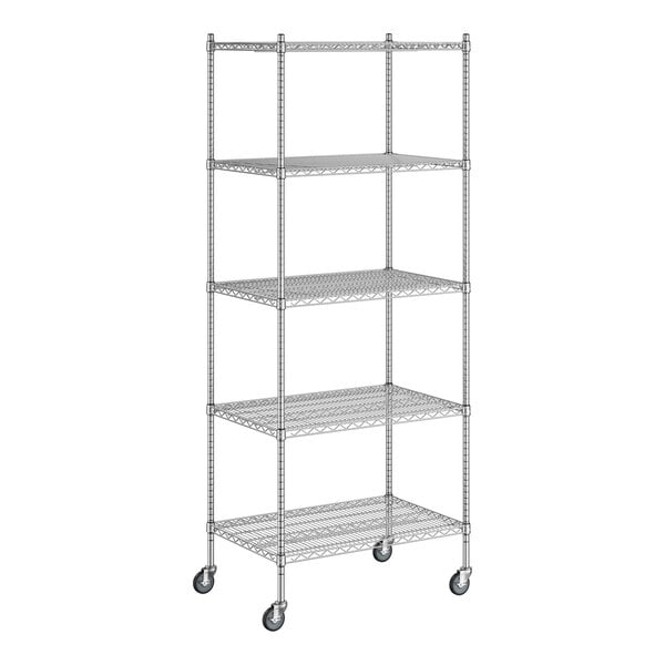 A Regency chrome wire shelving unit with 5 shelves.