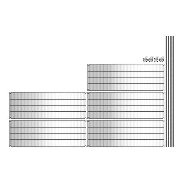 A drawing of a Regency black wire shelving unit.