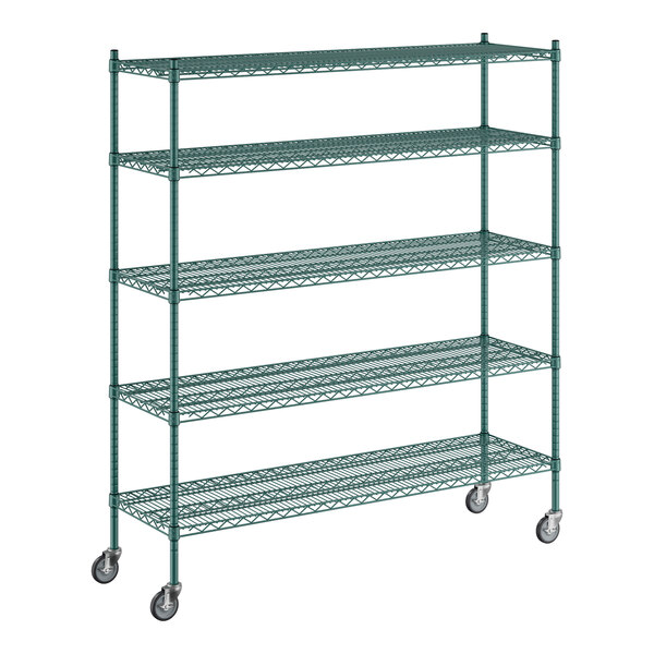 A Regency green metal wire shelving starter kit with 5 shelves.