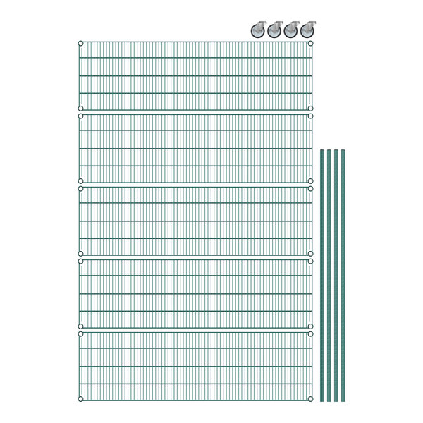 Regency wire shelving with green epoxy coating on a white grid background.