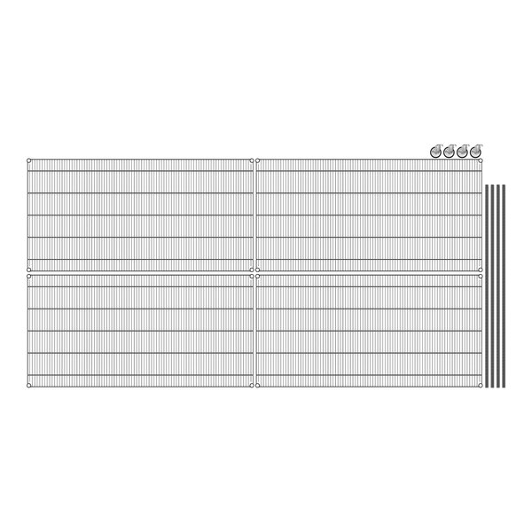 A drawing of a grid of metal with a couple of screws.