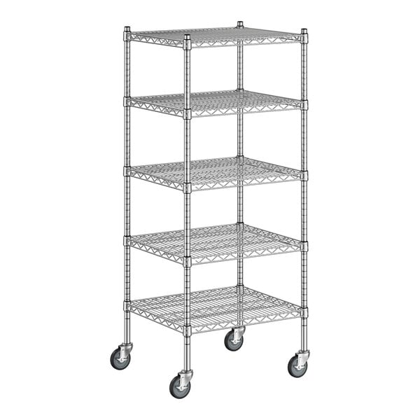 A Regency chrome wire shelving unit with 5 shelves.