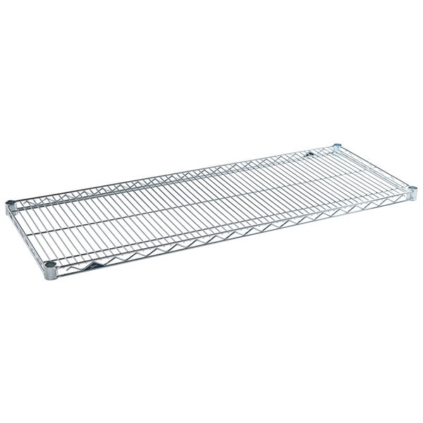 A Metro Super Erecta Brite wire shelf on a white background.