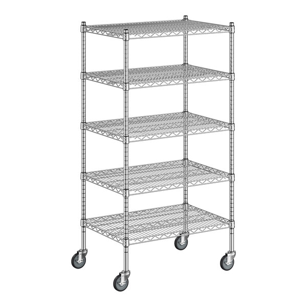 A Regency chrome wire shelving unit with 5 shelves.