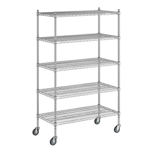 A Regency chrome wire shelving starter kit with five shelves.