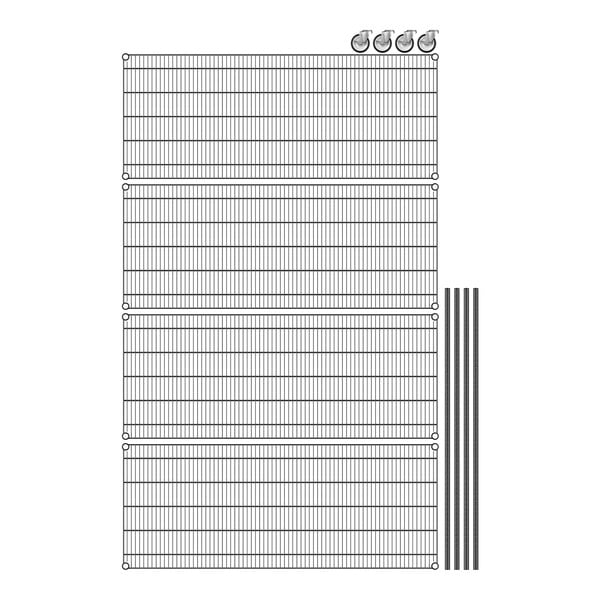 Regency black wire shelving with 4 shelves and grid pattern.