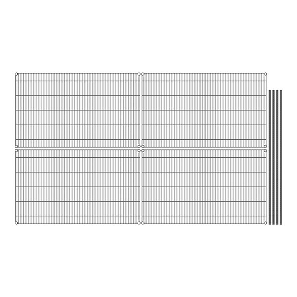 A grid of metal rods on a white background.