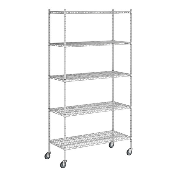 A Regency chrome wire shelving starter kit with five shelves.