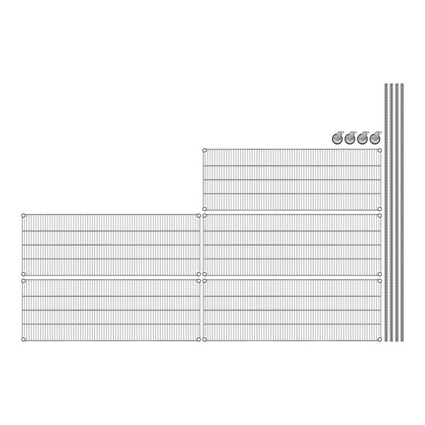 Regency chrome wire shelving with 5 shelves and a grid design.