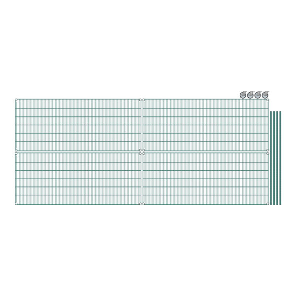 Regency wire shelving starter kit packaging with a grid of green lines.