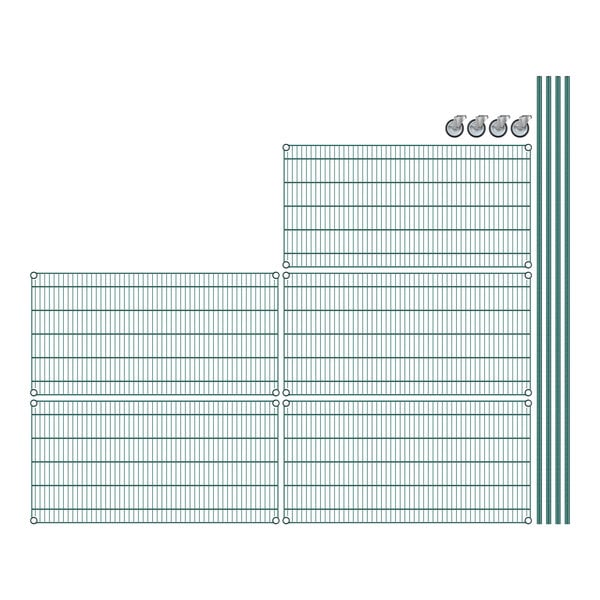 Regency wire shelving with green epoxy coating on a white background.