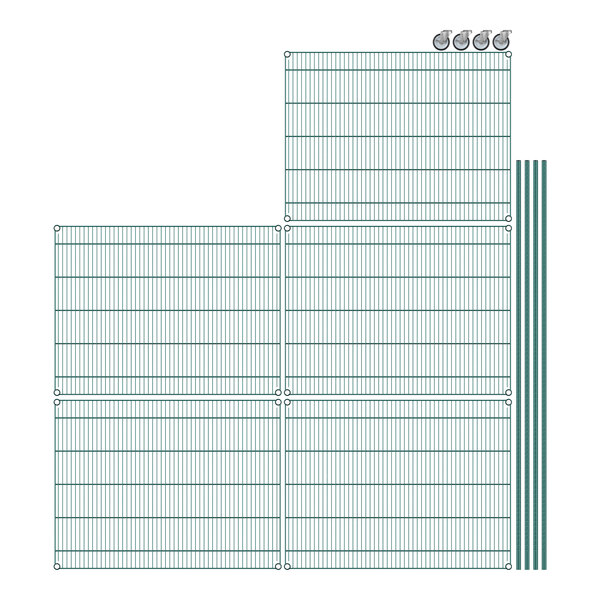 A drawing of Regency wire shelving with five shelves.