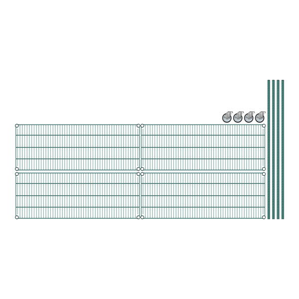 A Regency wire shelving unit with 4 shelves and green epoxy coating.