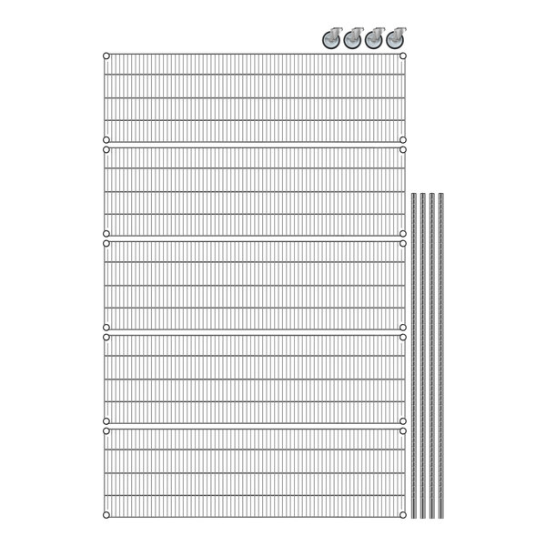 A drawing of a Regency stainless steel wire shelving unit.
