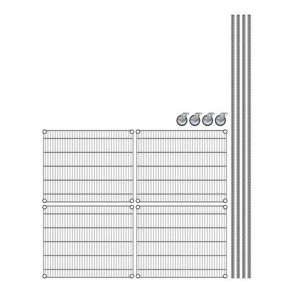 Regency chrome wire shelving with 4 shelves.