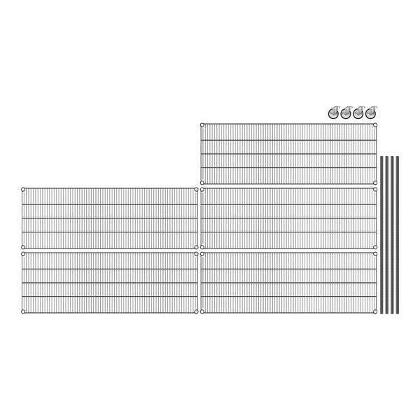 A diagram of a grid of metal bars with lines and dots.