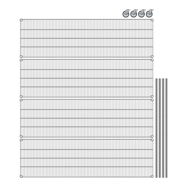 Regency chrome wire shelving with wheels.