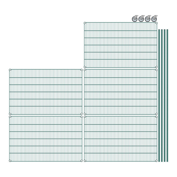 A drawing of a Regency wire shelving unit with 5 shelves.