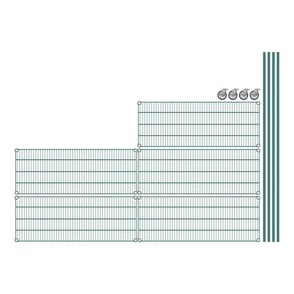 A Regency green wire shelving unit with 5 shelves.