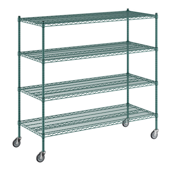 A Regency green wire shelving starter kit with 4 shelves.