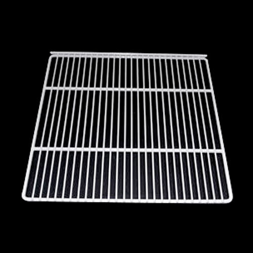 A white metal grid shelf.