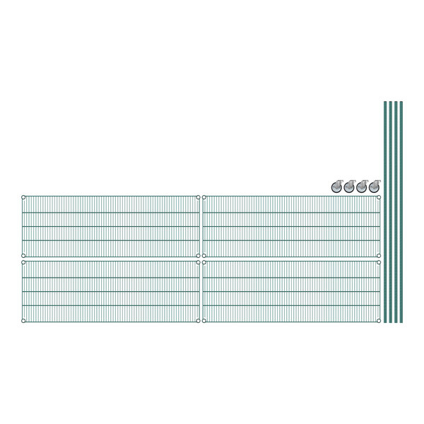 A grid of green wire with several shelves.
